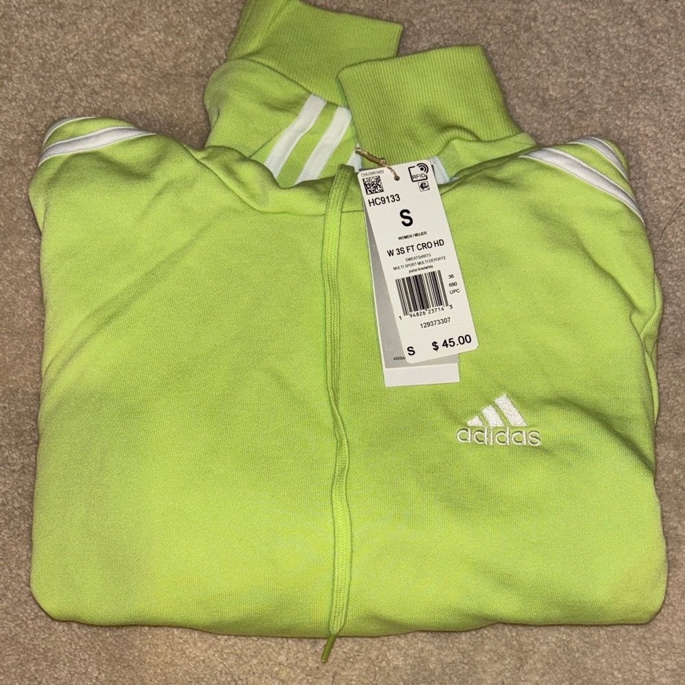 Adidas Lime Green slightly cropped hoodie-NWT